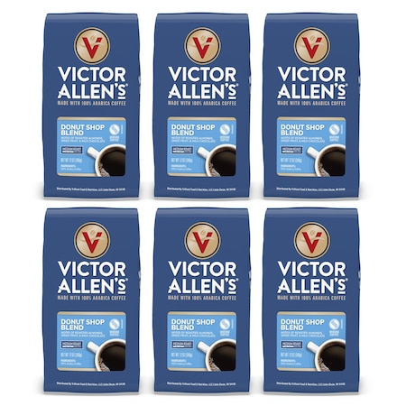 Victor Allen Victor Allen's Coffee Donut Shop Blend, Medium Roast, Ground Coffee, - 12oz Bags, PK6 FG015809RV